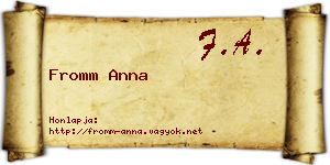 Fromm Anna névjegykártya